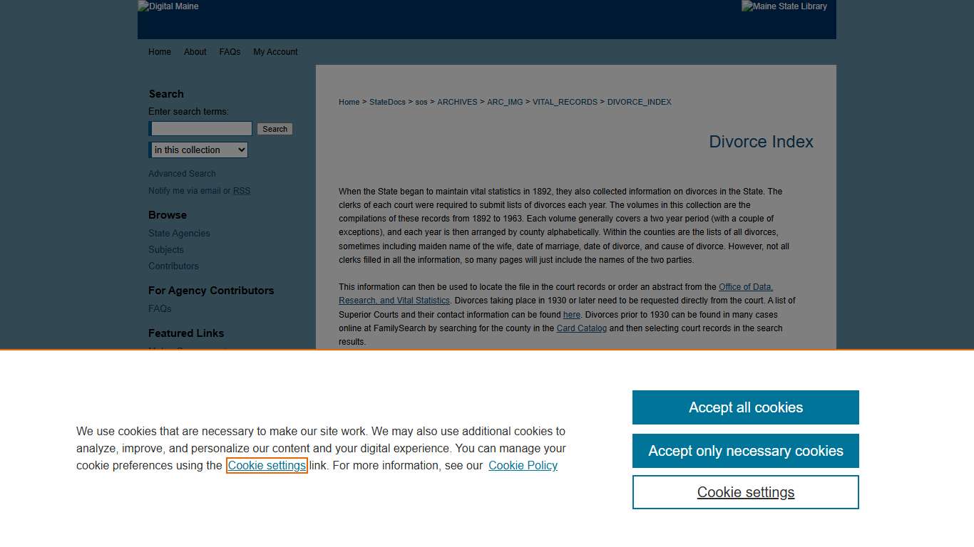 Divorce Index | Vital Records | Maine State Library