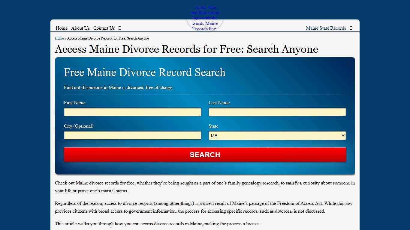 Access Maine Divorce Records for Free: Search Anyone