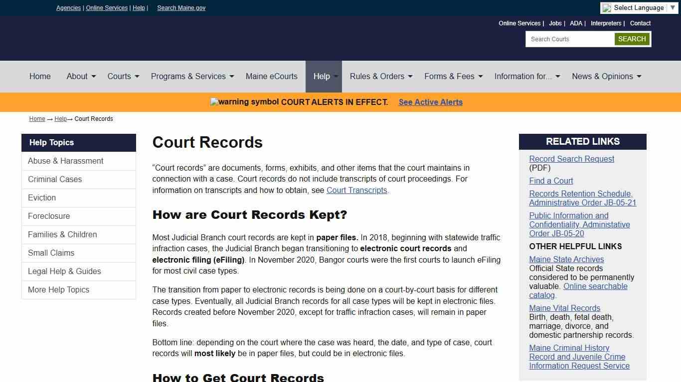 Court Records: State of Maine Judicial Branch